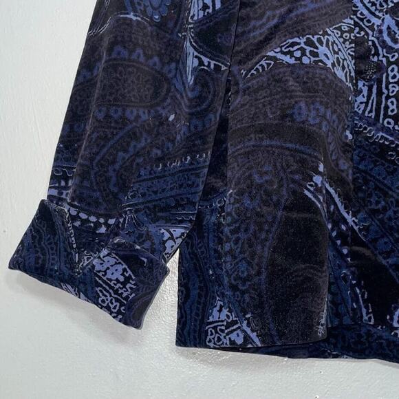 Chicos Womens 1 Size Medium Midnight Blue Velvet Jacket Dark Whimsigoth Evening - Picture 6 of 15